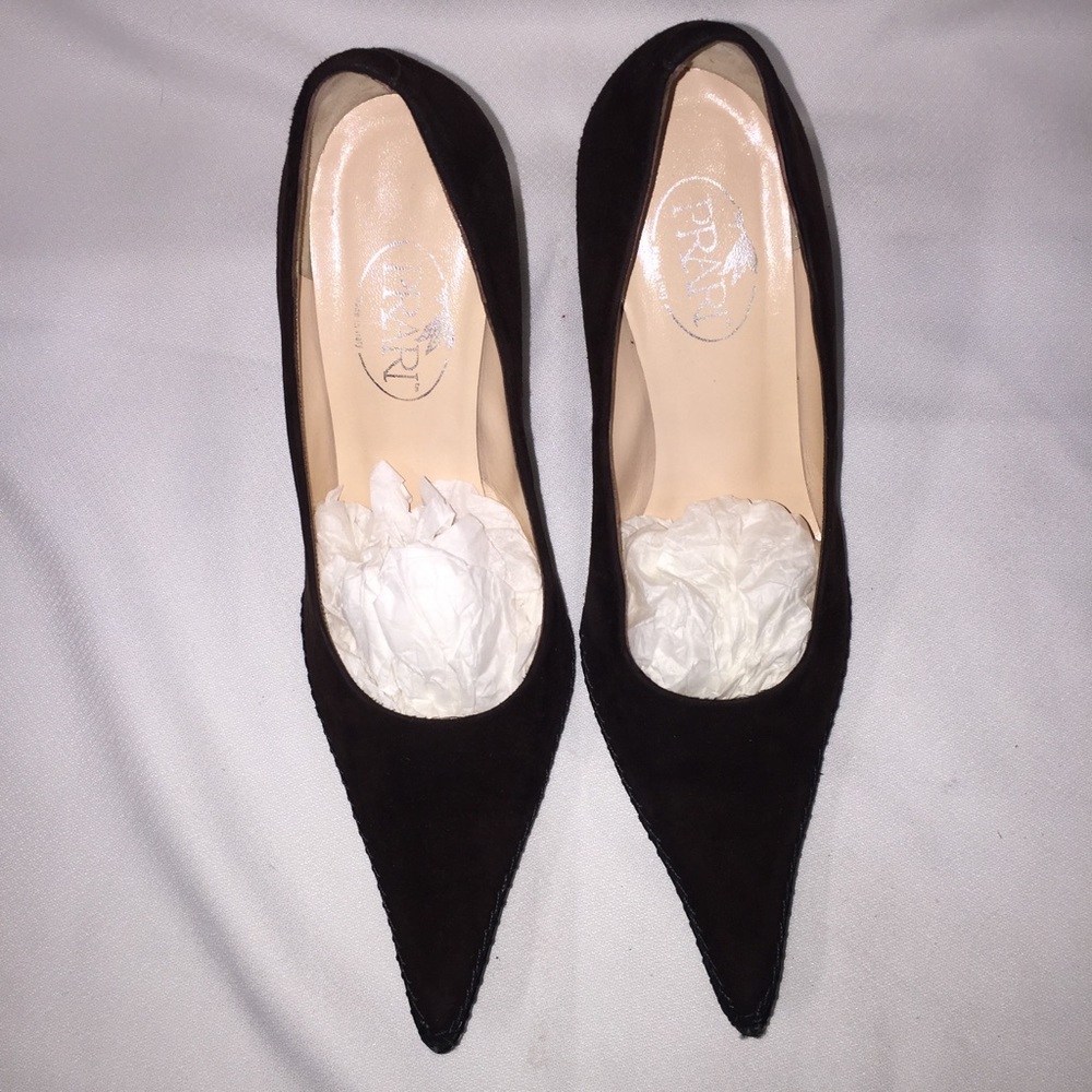 Prari Dark Brown Suede Mules sz 37